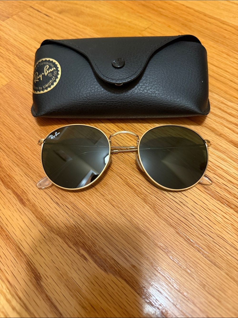 Ray-Ban Gold Frame Sunglasses with Dark Lenses